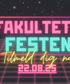 banner i neonfarver og 80'er-grafik, der minder om at tilmelde sig fakultetsfesten