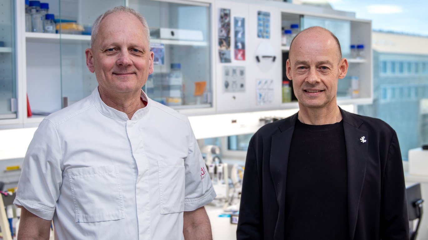 The Tandem Programme grant supports translational research collaboration between basic researcher Thomas Corydon (right) and clinical researcher Toke Bek and stimulates the transition of basic research to clinical practice and vice versa.